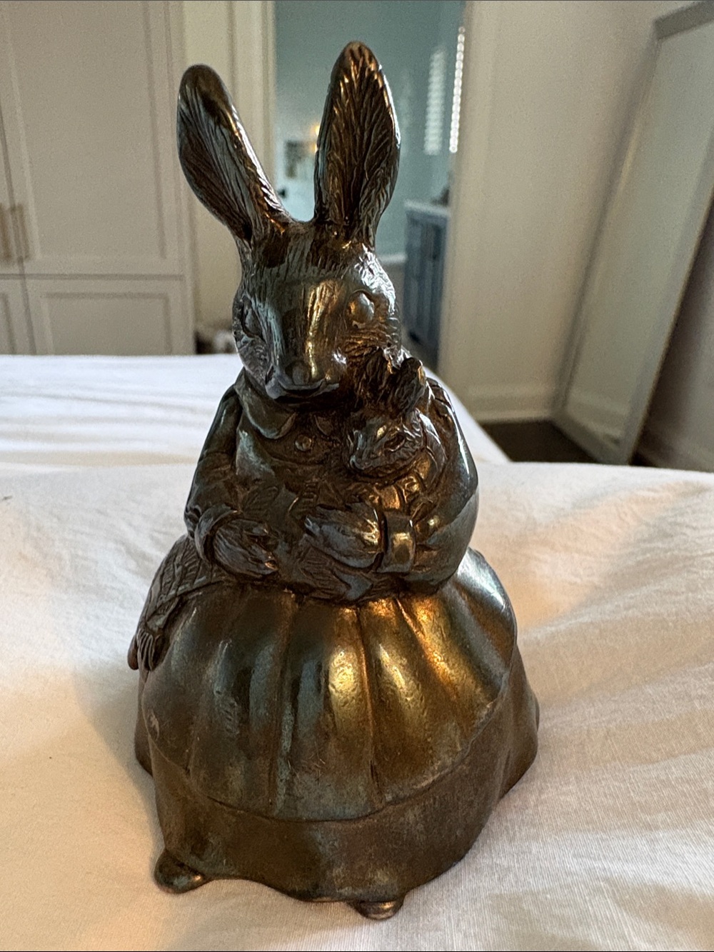 Royal Doulton Bunnykins Silver-Plated Music Box – Mother & Baby Rabbit, 1998